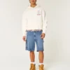 Middels vasket baggy malerjeansshorts
