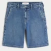 Middels vasket baggy malerjeansshorts