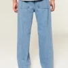 Middels vasket brodert baggy jeans