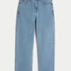 Middels vasket brodert baggy jeans