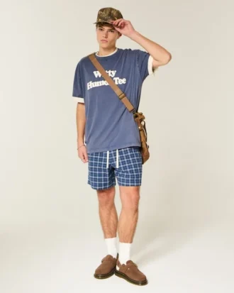 Midt-lårlange seersucker-shorts