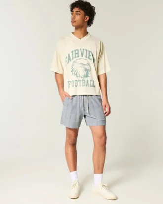 Midt-lårlange seersucker-shorts