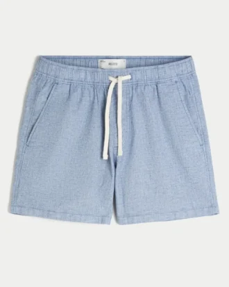 Midt-lårshorts i linblanding