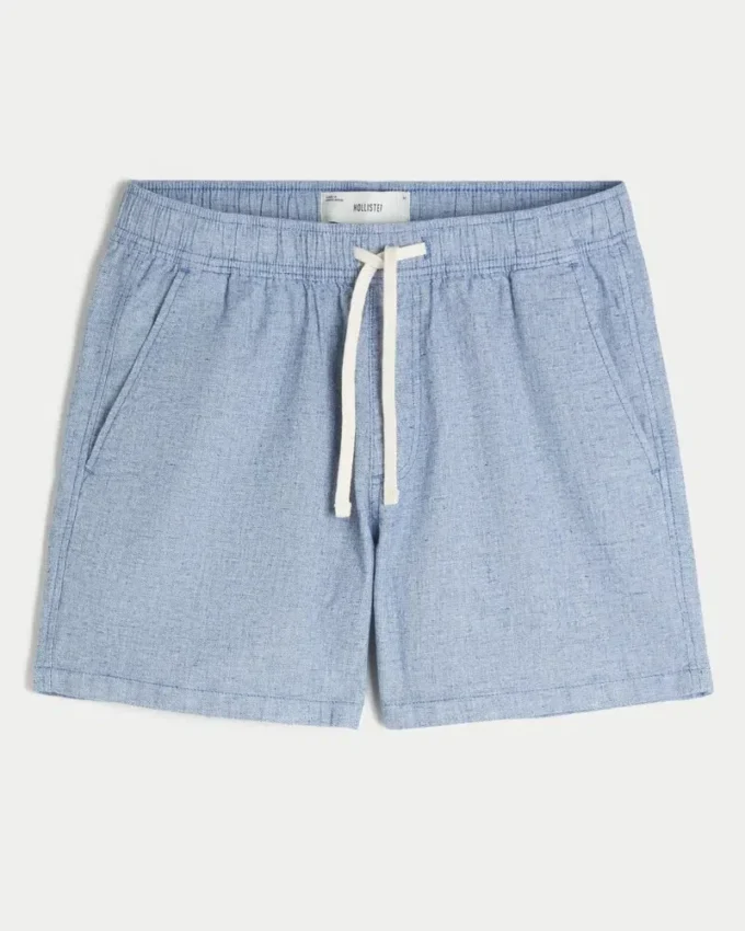 Midt-lårshorts i linblanding