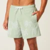 Midt på låret Broderte volley-badeshorts