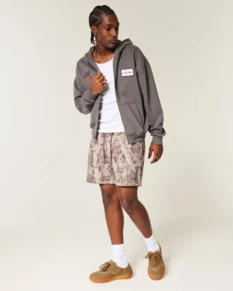 Midt på låret Camo Loose Fleece Shorts