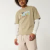 Midt på låret linblanding pull-on shorts