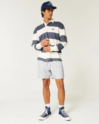 Midt på låret linblanding pull-on shorts