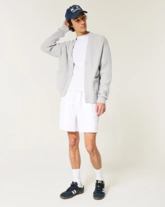 Midt på låret linblanding pull-on shorts