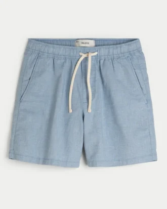 Midt på låret linblanding pull-on shorts