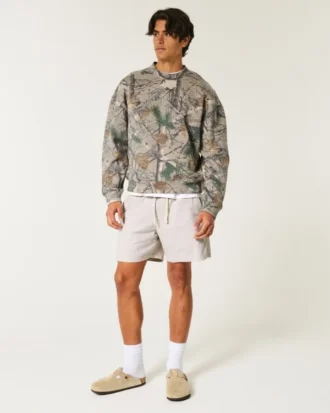 Midt på låret linblanding pull-on shorts