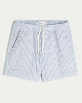 Midt på låret linblanding Seersucker shorts