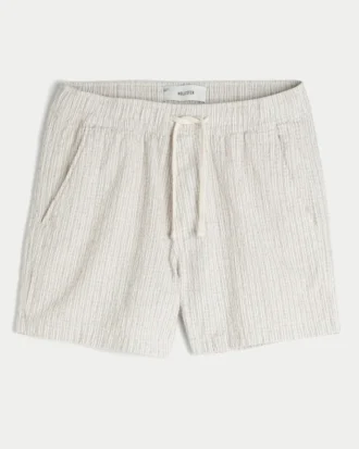 Midt på låret linblanding Seersucker shorts