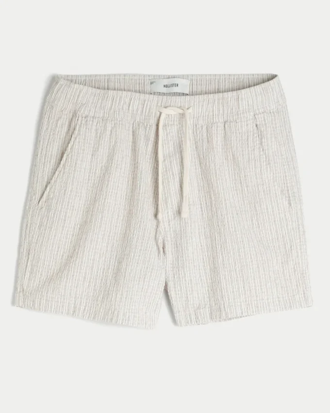 Midt på låret linblanding Seersucker shorts