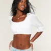 Mini-crop-top med trekvart ermer