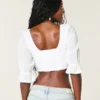 Mini-crop-top med trekvart ermer