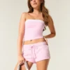 Mini-shorts i fleece med hjerte-grafikk