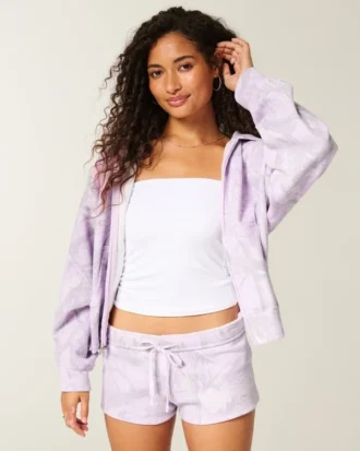 Mini-shorts i fleece med kamuflasjemønster