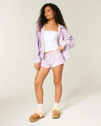 Mini-shorts i fleece med kamuflasjemønster