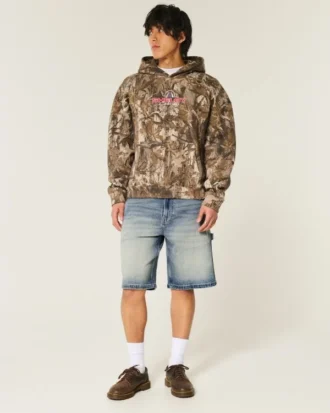 Mørkvaskede baggy denimshorts
