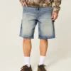 Mørkvaskede baggy denimshorts