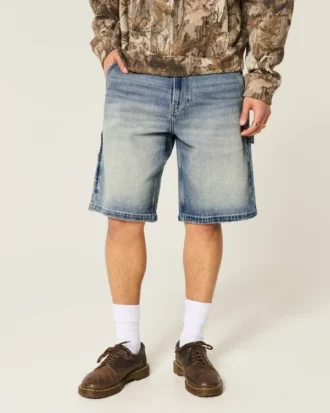 Mørkvaskede baggy denimshorts