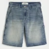 Mørkvaskede baggy denimshorts