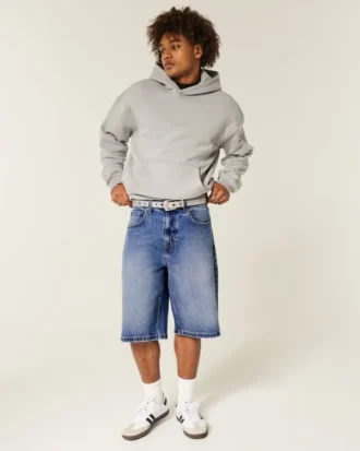 Mørkvaskede superbaggy denimshorts