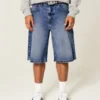 Mørkvaskede superbaggy denimshorts