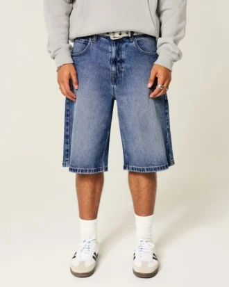 Mørkvaskede superbaggy denimshorts