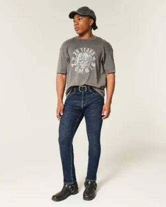 Mørkvasket atletisk skinny jeans