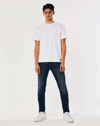Mørkvasket atletisk skinny jeans