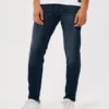 Mørkvasket atletisk skinny jeans