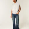 Mørkvasket, avslappet bootcut-jeans
