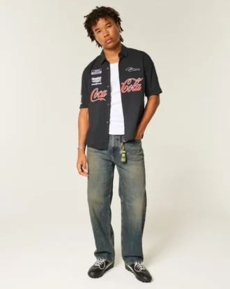 Mørkvasket baggy jeans