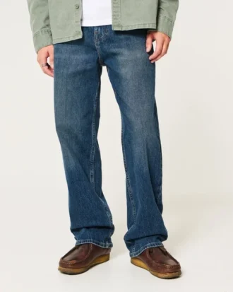 Mørkvasket baggy jeans
