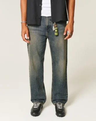Mørkvasket baggy jeans
