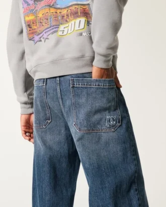 Mørkvasket logo-broderi Superbaggy jeans