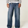 Mørkvasket logo-broderi Superbaggy jeans