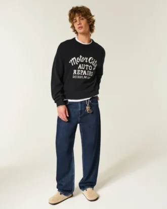 Mørkvasket skaterbaggyjeans