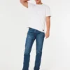 Mørkvasket slim straight jeans