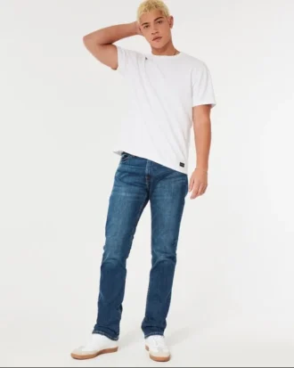 Mørkvasket slim straight jeans