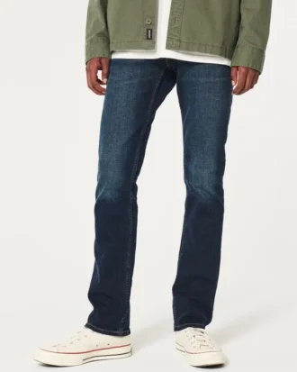 Mørkvasket slim straight jeans