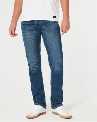 Mørkvasket slim straight jeans