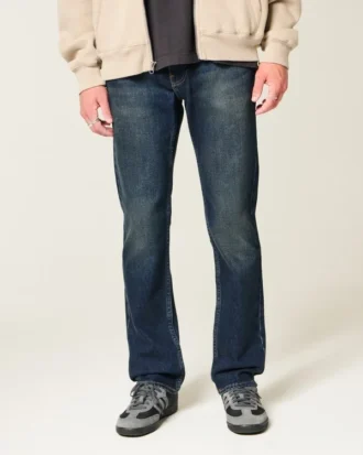 Mørkvasket slim straight jeans