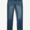 Mørkvasket slim straight jeans