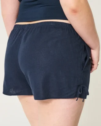 Myke shorts med sidebånd i linblanding