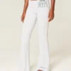 Number Graphic Foldover Waist Flare Pants