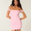 Off-the-shoulder bodycon-kjole i mesh