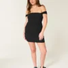 Off-the-shoulder bodycon-kjole i mesh